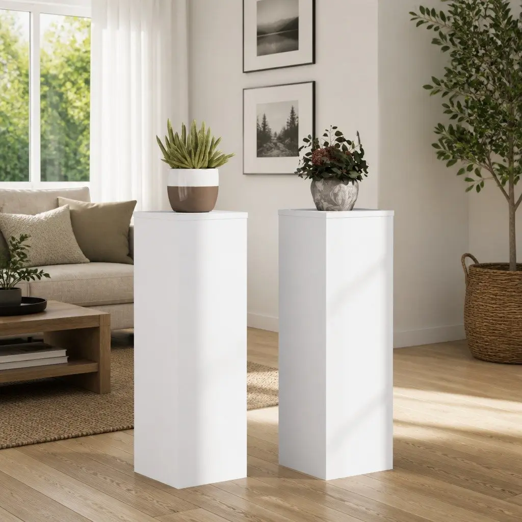 Plant Stands Engineered Wood 25x25x80 cm White 2 Piece