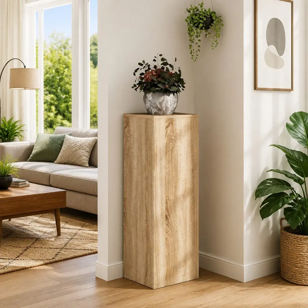 Plant Stand Brown Engineered Wood 33x33x100cm Sturdy Construction for Home Garden Display