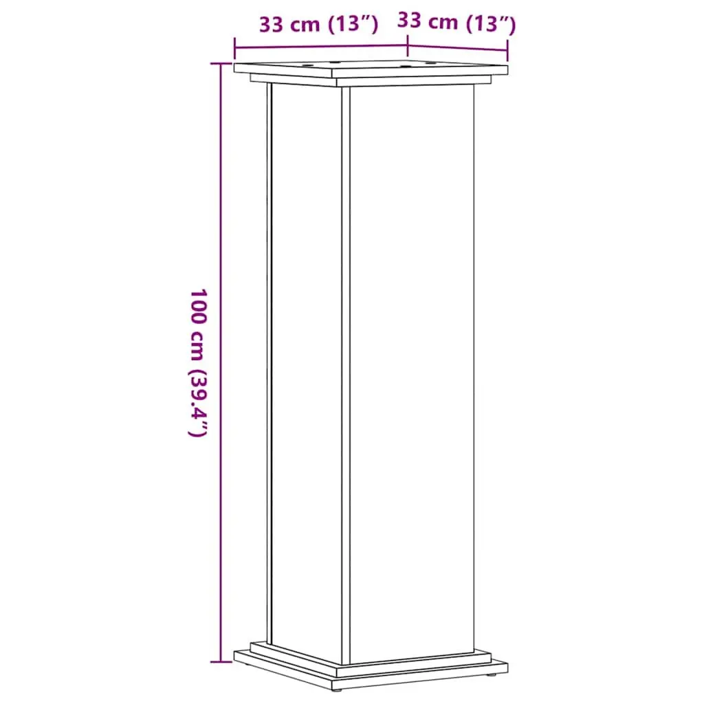 White Plant Stand Engineered Wood 100cm Tall 33x33cm Display for Plants and Decor