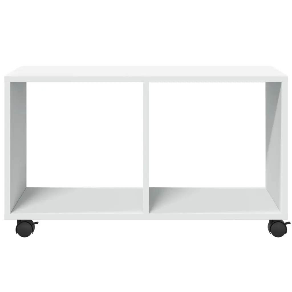 Rolling Cabinet White Engineered Wood Open Storage Unit 72x33x42.5cm with Swivel Wheels for Office Living Room Kitchen Bedroom