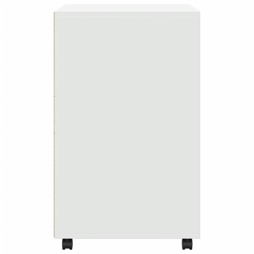 Rolling Cabinet Mobile Organizer White Engineered Wood with Shelves and Doors 60x48x81cm
