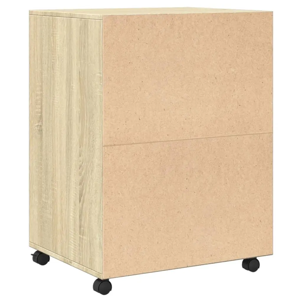 Rolling Cabinet with Shelves & Doors Brown Storage Furniture 60x48x81cm