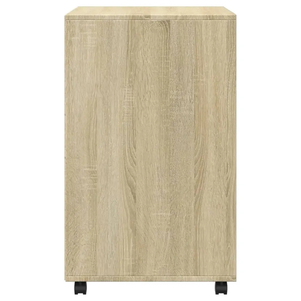 Rolling Cabinet with Shelves & Doors Brown Storage Furniture 60x48x81cm