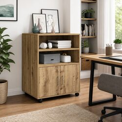 Practical Brown Rolling Cabinet for Your Home Needs