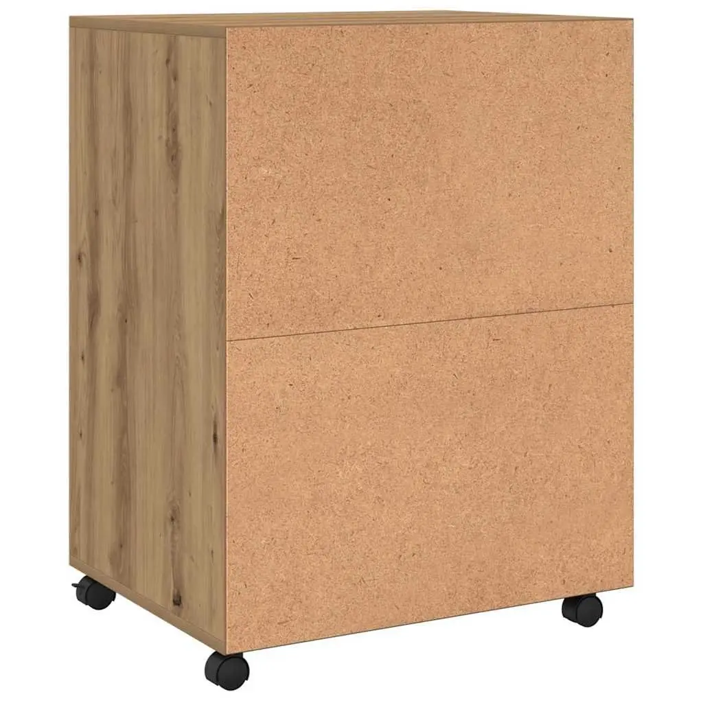 Rolling Cabinet with Shelves and Doors Brown Storage Furniture 60x48x81cm