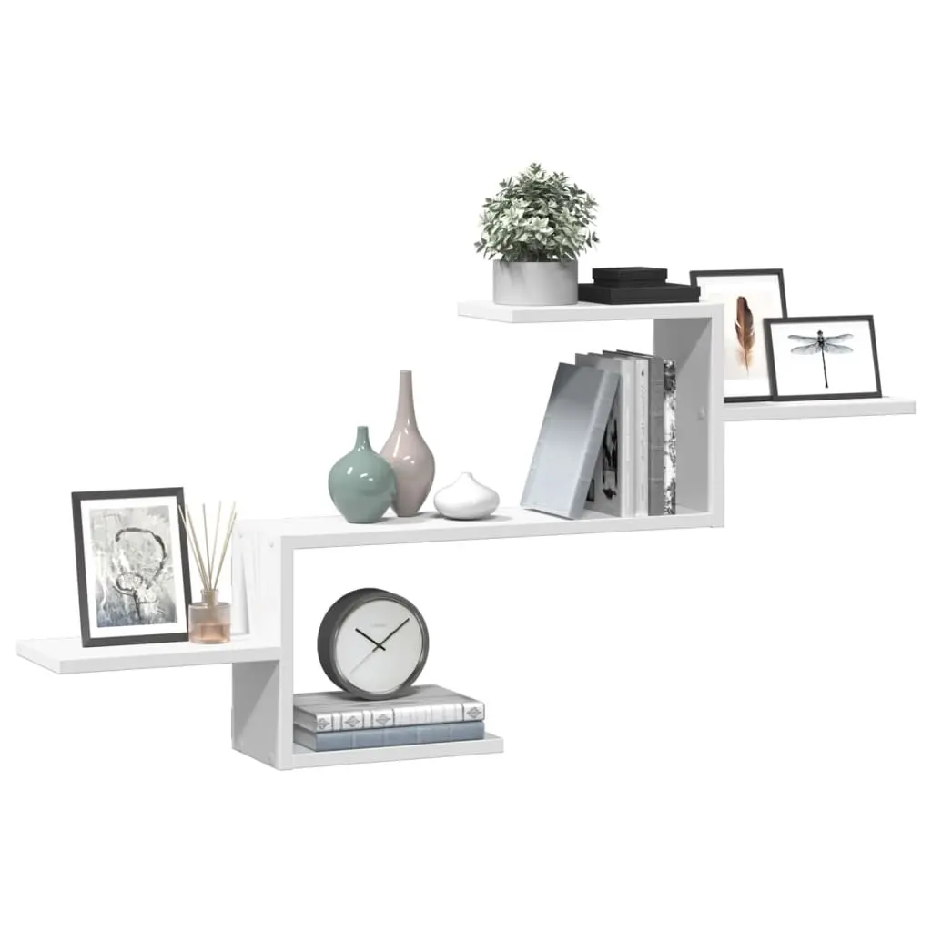 Floating Shelf Engineered Wood Storage Display White 104cm x 15cm x 49cm