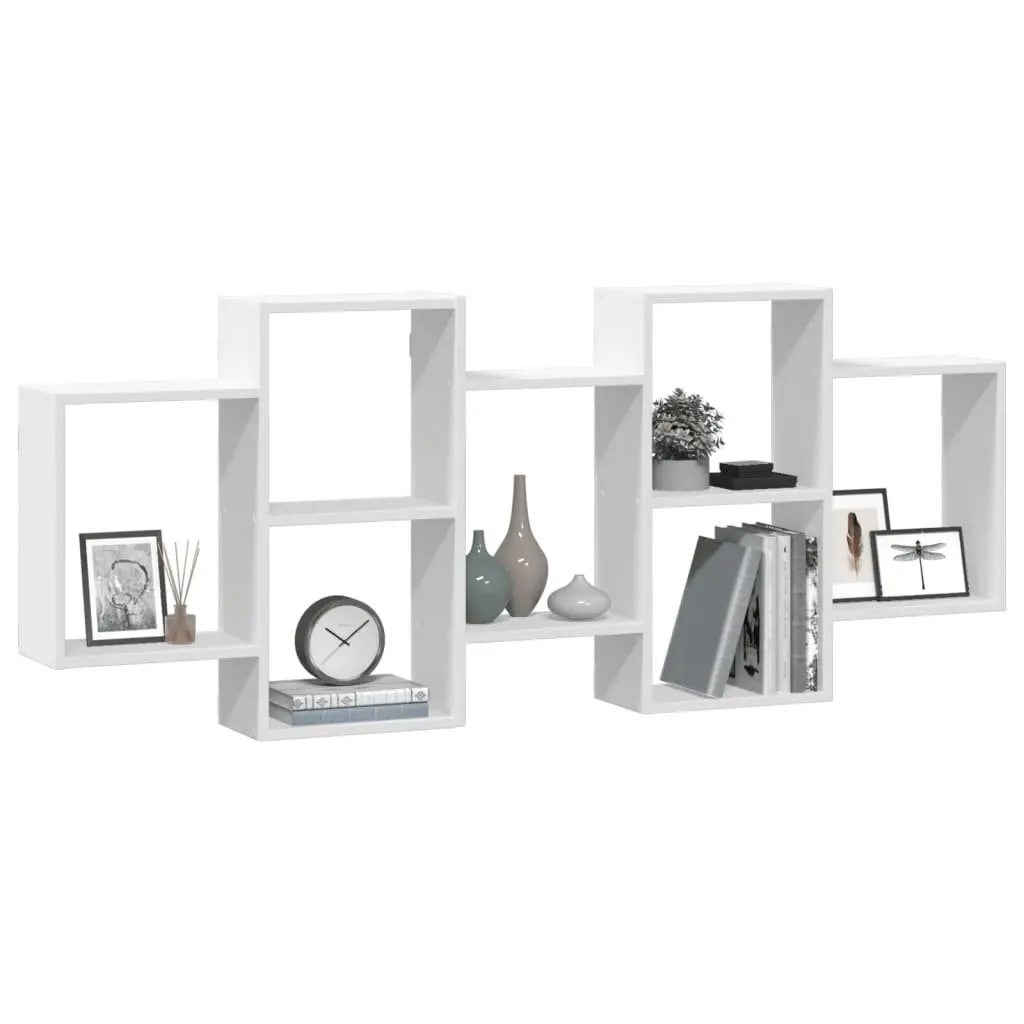 Wall Shelf Engineered Wood 159x18x65 cm White Floating Display Storage Organiser
