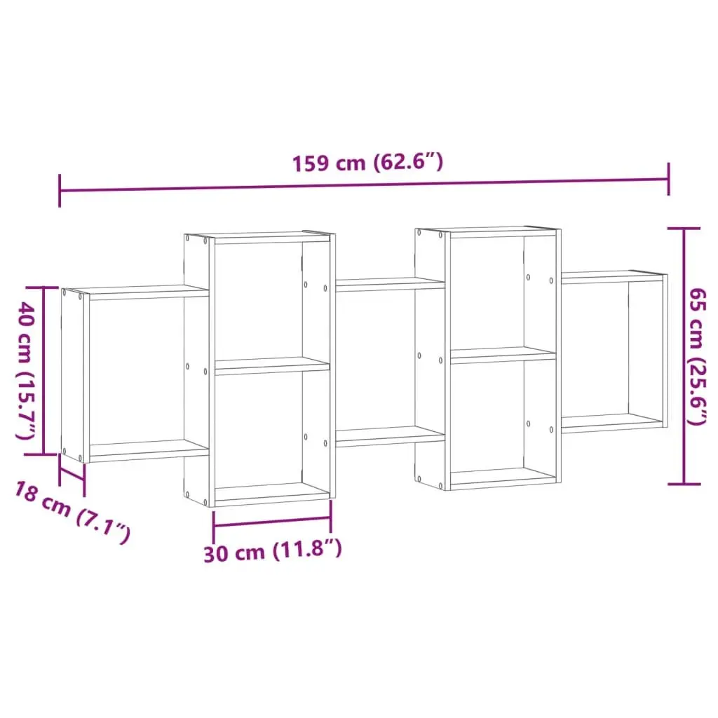 Wall Shelf Engineered Wood 159x18x65 cm White Floating Display Storage Organiser