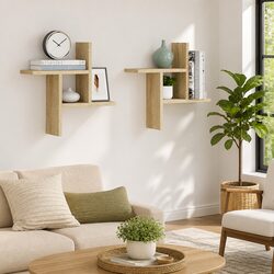 Practical Floating Wall Shelves Set - 2 pcs, Sonoma Oak