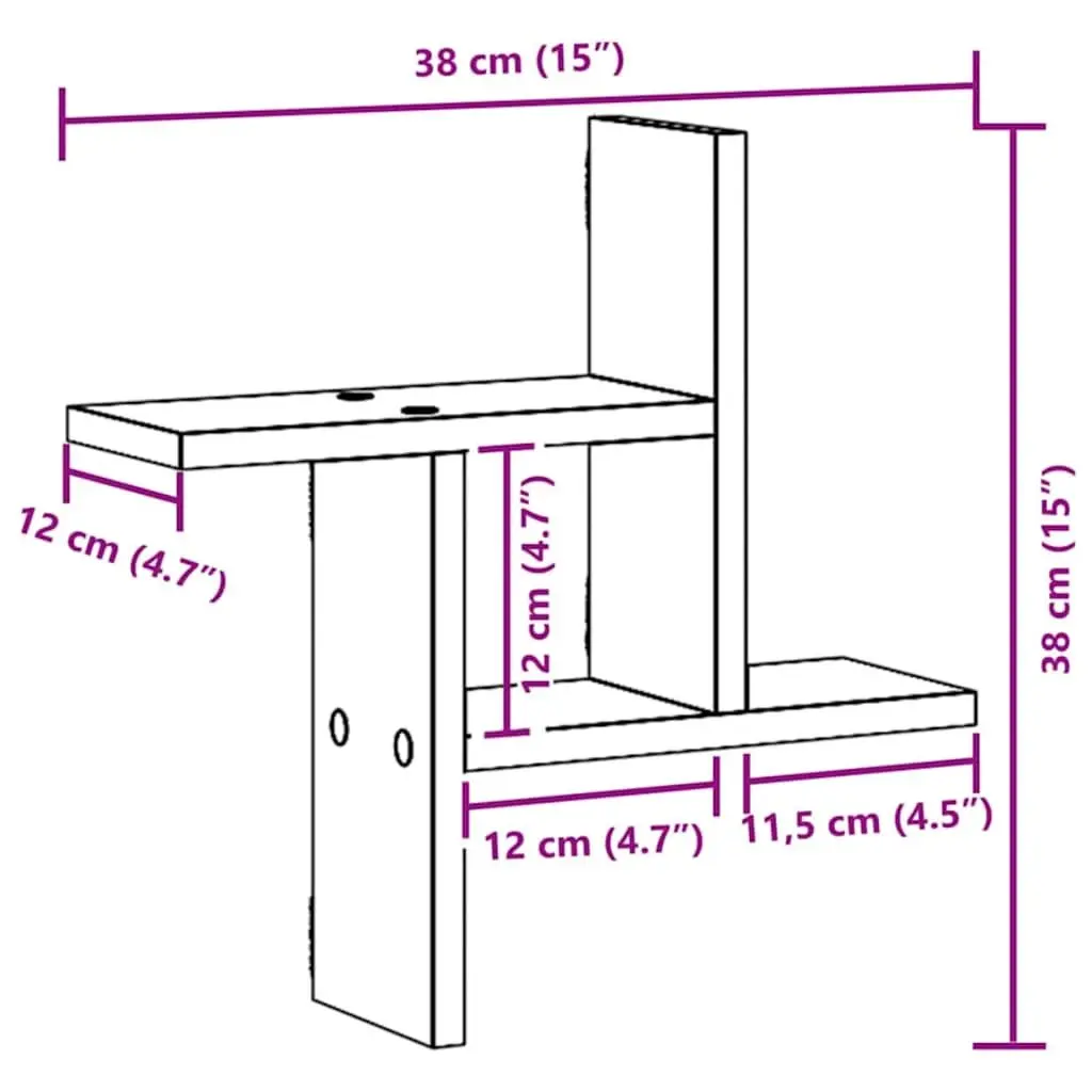 Wall Shelves Engineered Wood 38x12x38 cm Brown 2 pcs