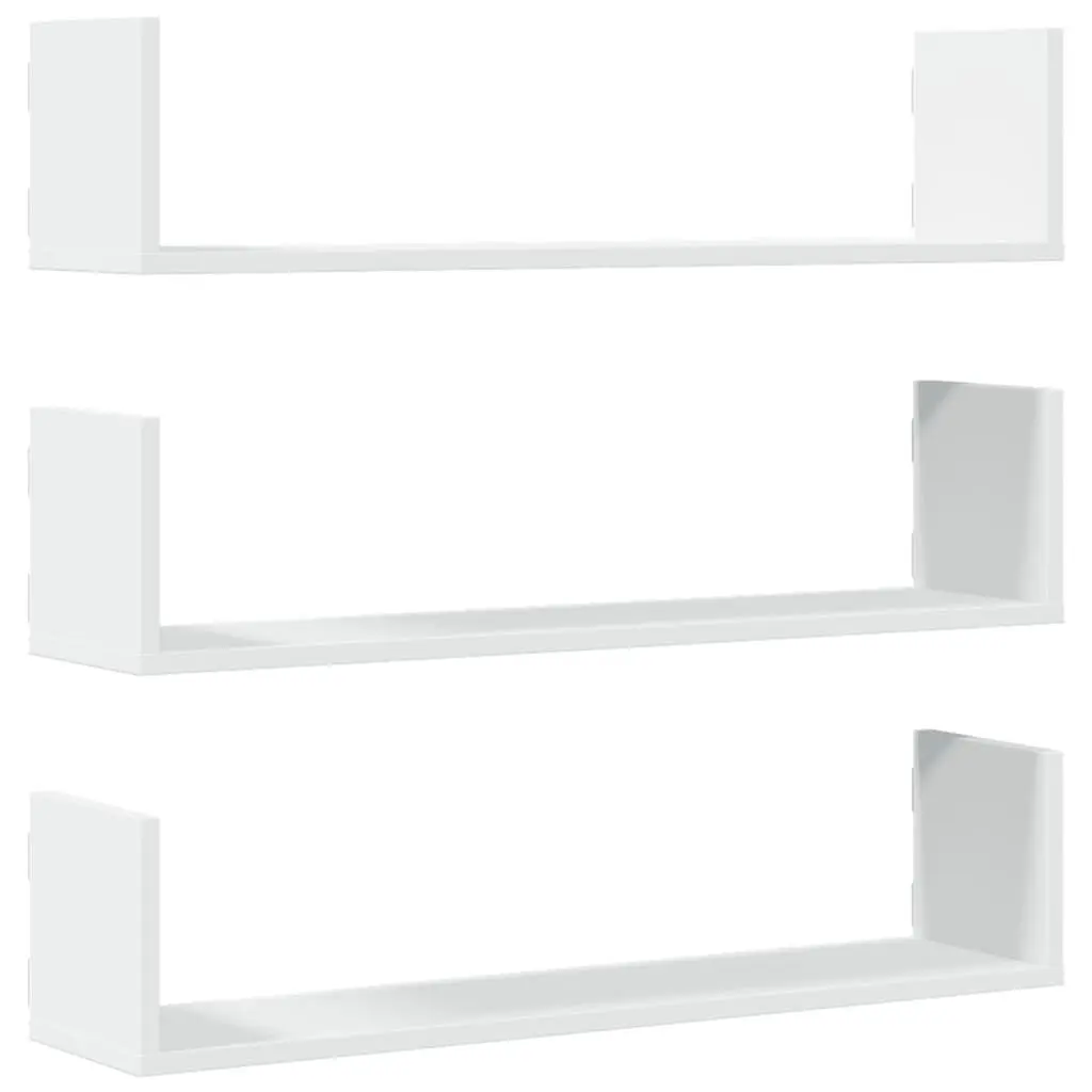 Floating Wall Shelves 3 Pieces Engineered Wood White 80x18x18cm Storage Display