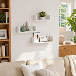 Practical Floating Wall Shelves - 3 White Shelves