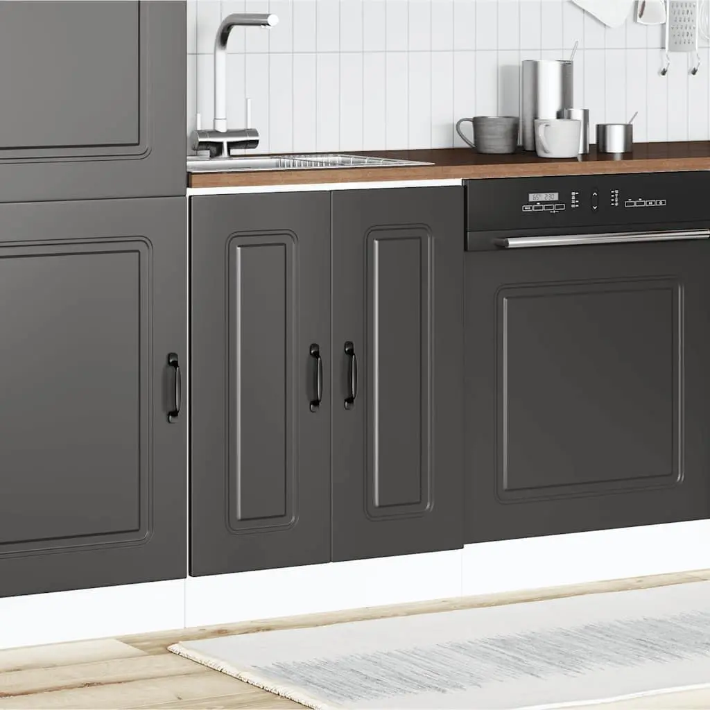 Sink Cabinet Black Engineered Wood 60cm Width 46cm Depth 81.5cm Height Kitchen Storage Unit