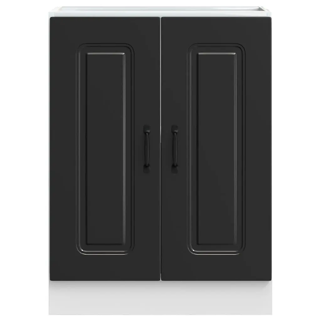 Sink Cabinet Black Engineered Wood 60cm Width 46cm Depth 81.5cm Height Kitchen Storage Unit