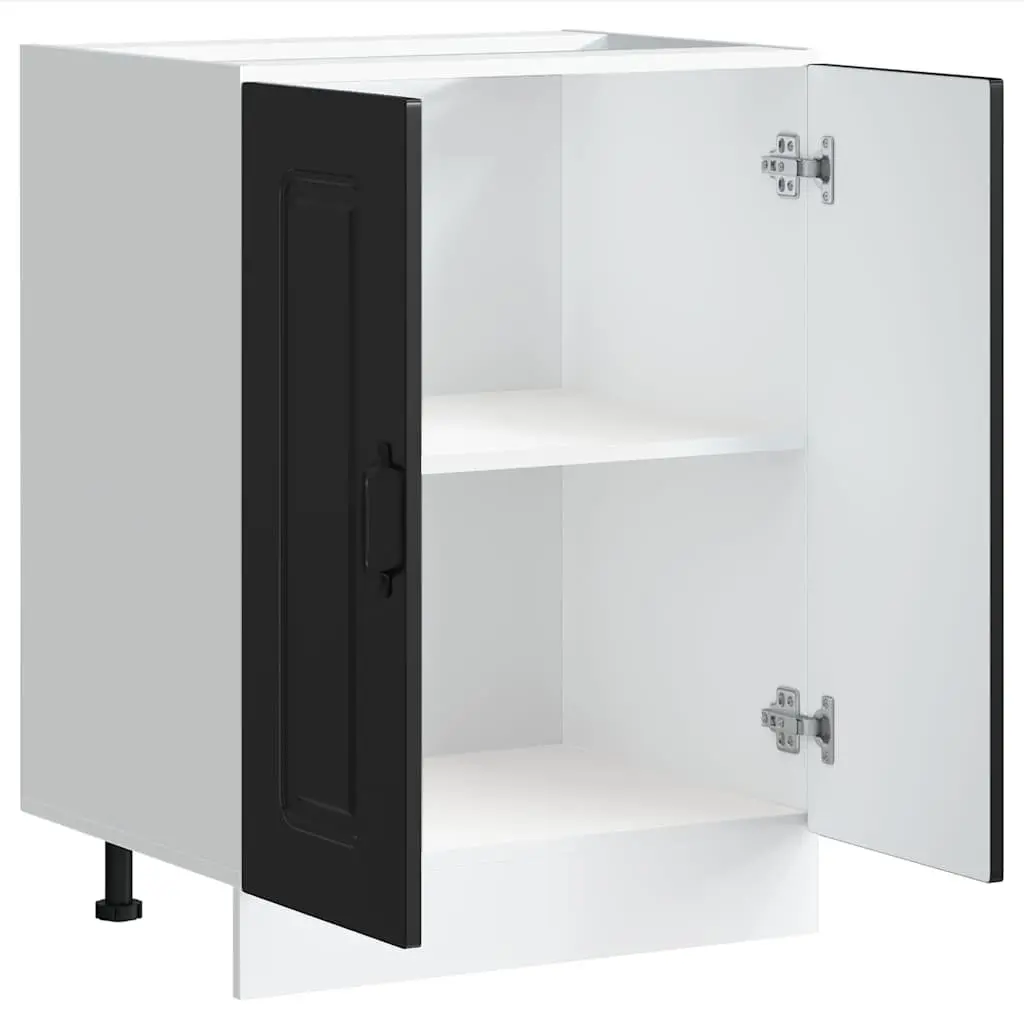 Sink Cabinet Black Engineered Wood 60cm Width 46cm Depth 81.5cm Height Kitchen Storage Unit