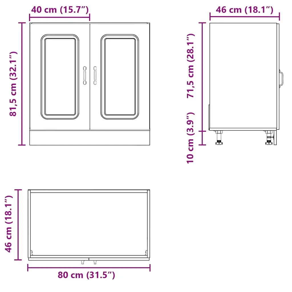 Sink Base Cabinet Engineered Wood 80x46x81.5cm White Organiser