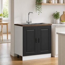 Functional 80cm Black Sink Base Cabinet for Daily Use