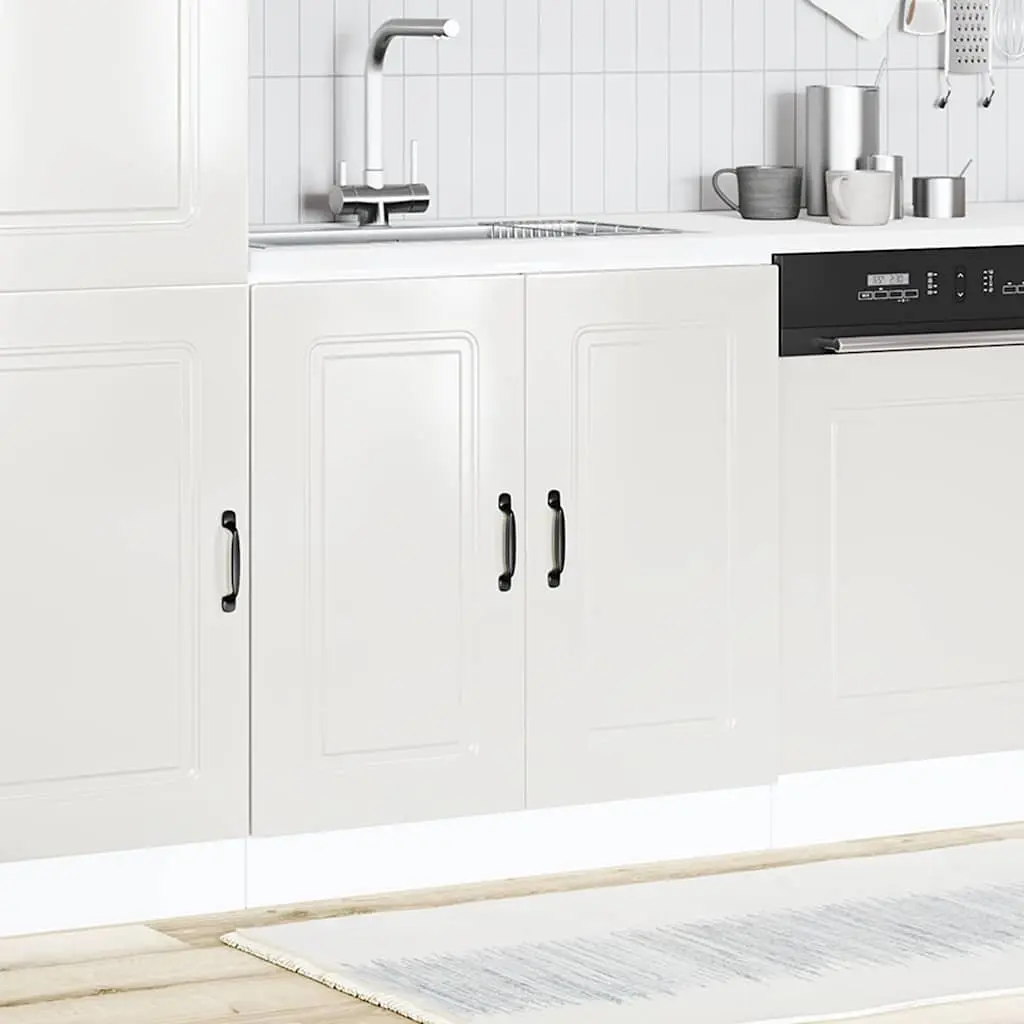 Sink Base Cabinet Engineered Wood High Gloss White 80cm Wide 46cm Deep 81.5cm High