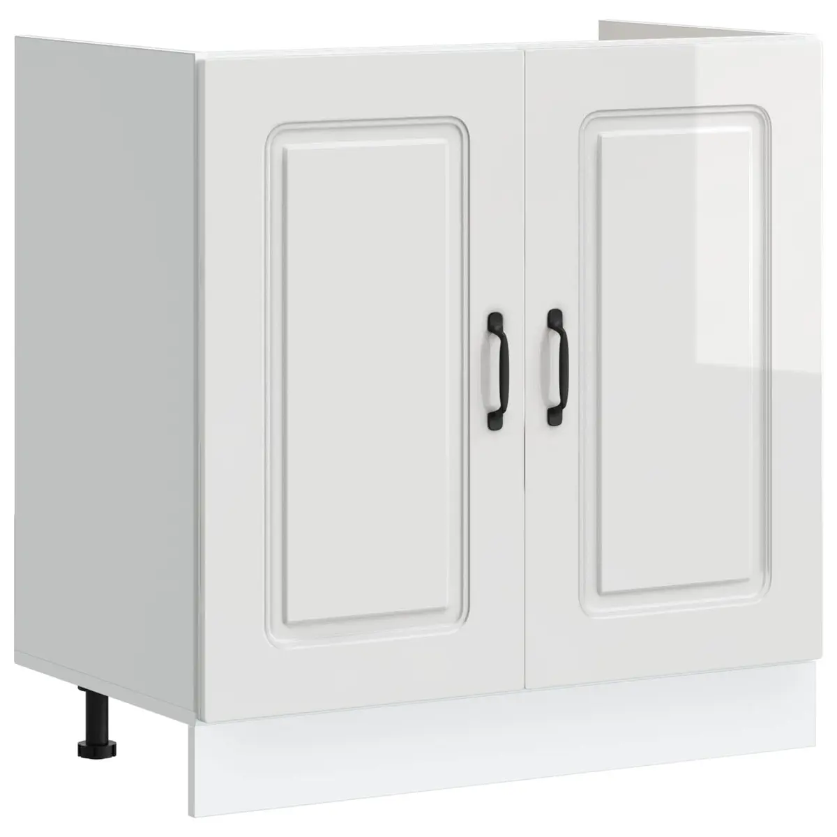 Sink Base Cabinet Engineered Wood High Gloss White 80cm Wide 46cm Deep 81.5cm High