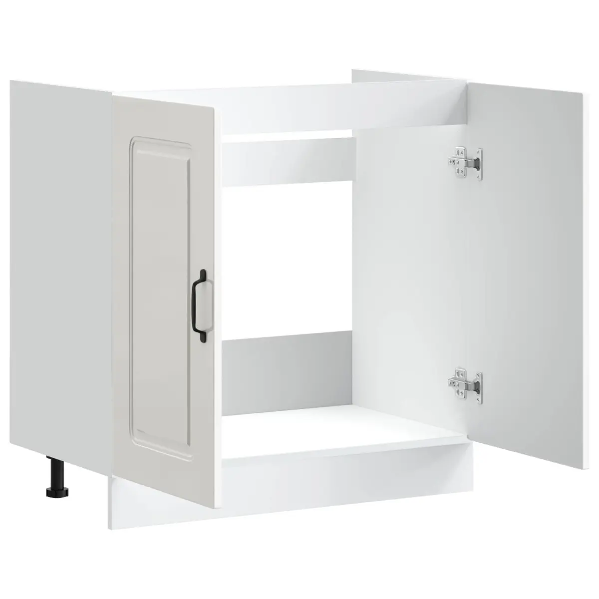Sink Base Cabinet Engineered Wood High Gloss White 80cm Wide 46cm Deep 81.5cm High
