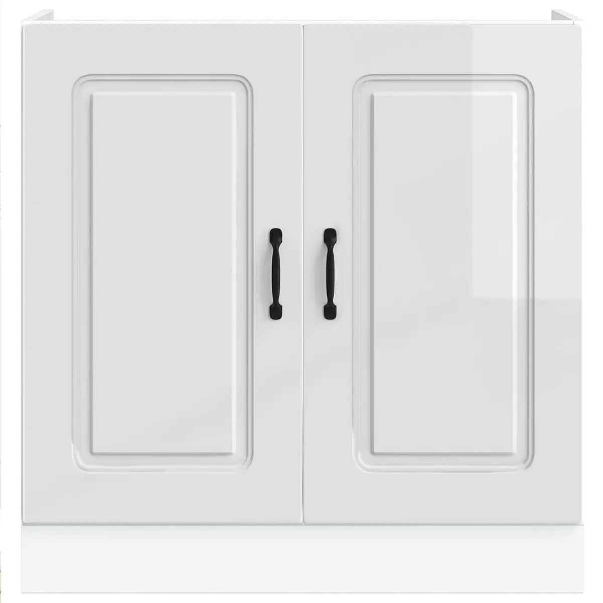 Sink Base Cabinet Engineered Wood High Gloss White 80cm Wide 46cm Deep 81.5cm High