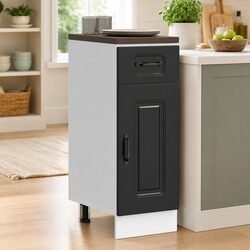 Versatile Black Engineered Wood Kitchen Cabinet