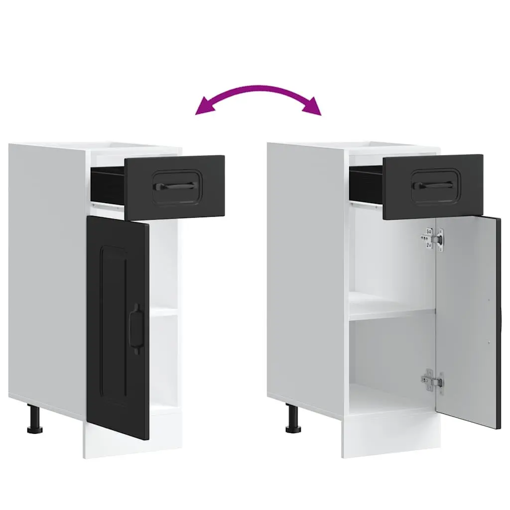 Kitchen Base Cabinet Engineered Wood Black Adjustable Feet Door