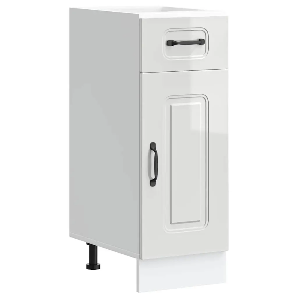 Kitchen Base Cabinet White High Gloss Engineered Wood Storage Cupboard Unit