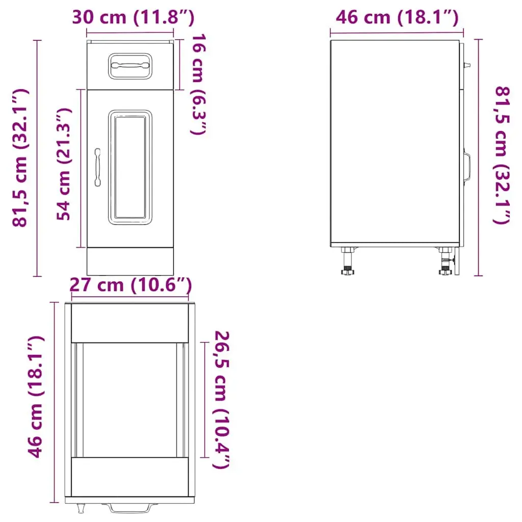 Kitchen Base Cabinet White High Gloss Engineered Wood Storage Cupboard Unit