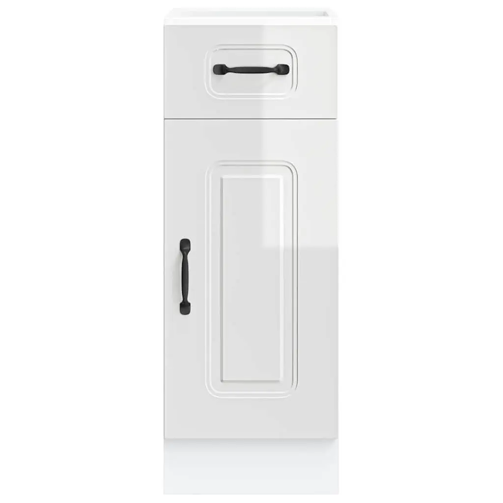 Kitchen Base Cabinet White High Gloss Engineered Wood Storage Cupboard Unit
