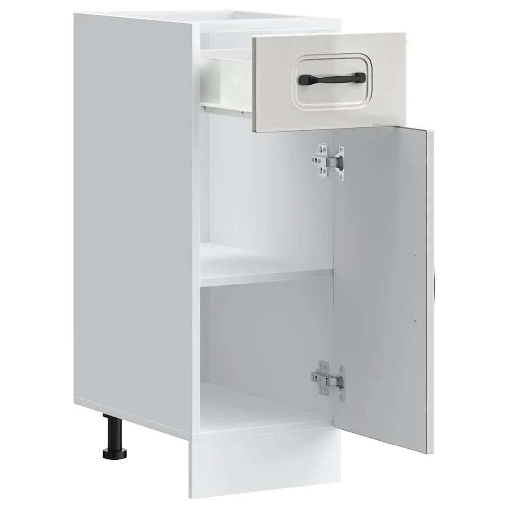 Kitchen Base Cabinet White High Gloss Engineered Wood Storage Cupboard Unit