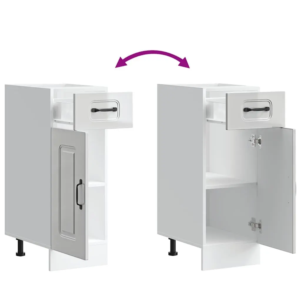 Kitchen Base Cabinet White High Gloss Engineered Wood Storage Cupboard Unit