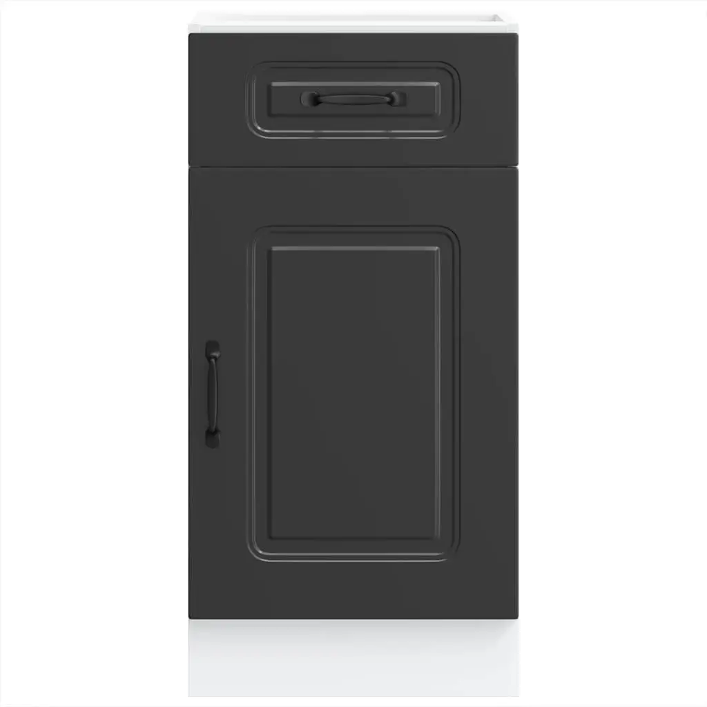 Engineered Wood Storage Cabinet Black Kitchen Base Unit with Concealed Doors