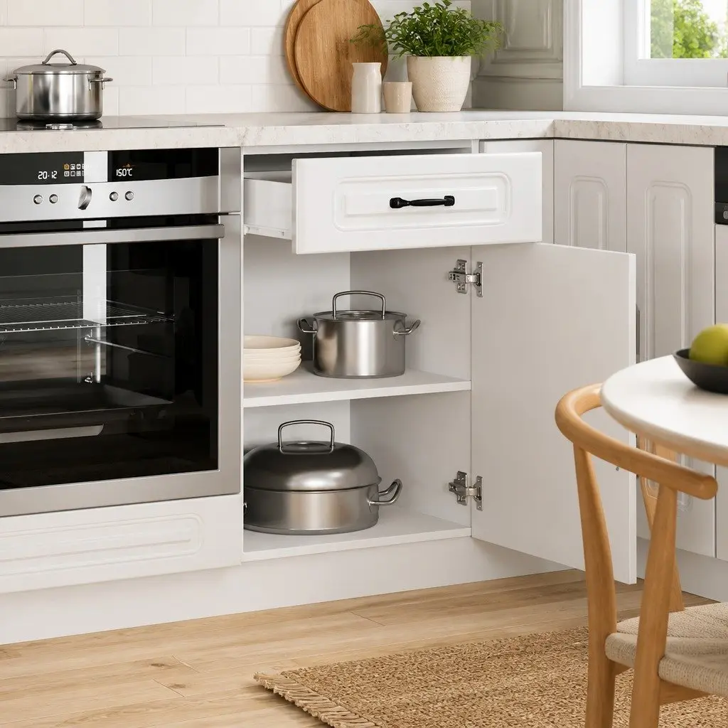 Kitchen Base Cabinet White High Gloss Storage Cupboard Engineered Wood