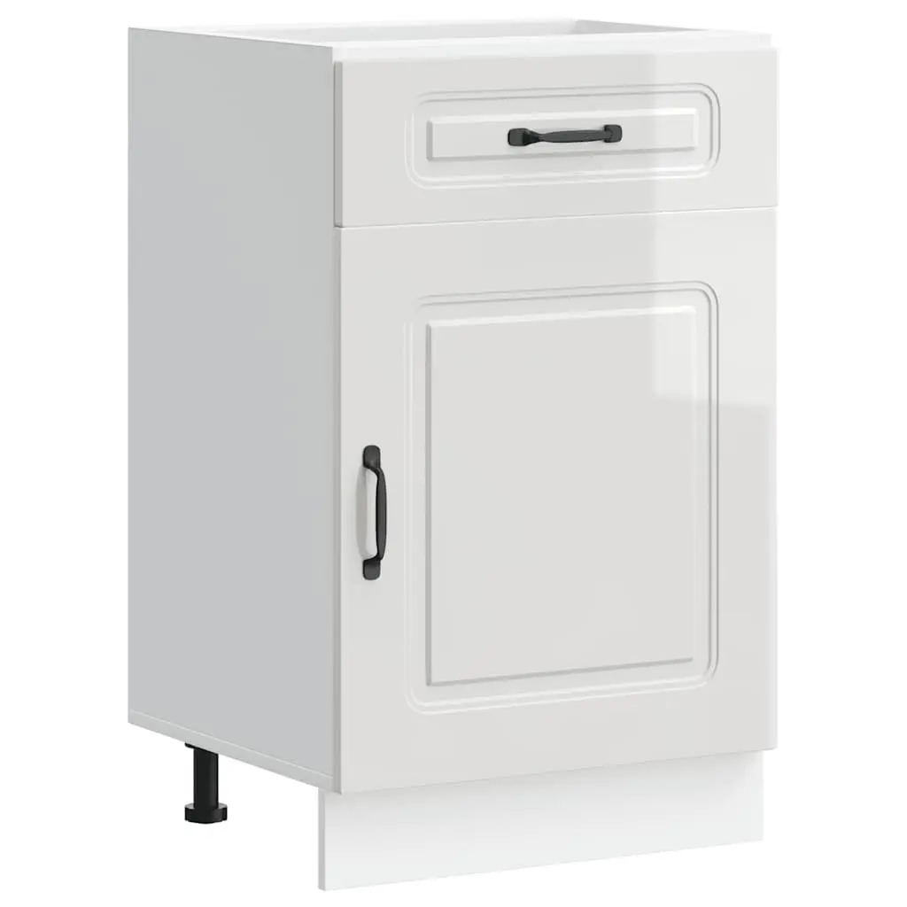 Kitchen Base Cabinet White High Gloss Storage Cupboard Engineered Wood