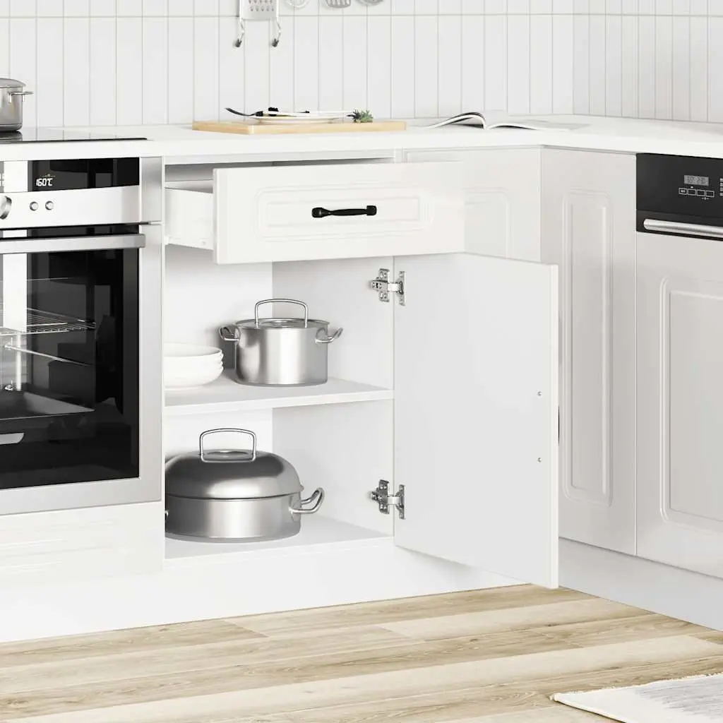 Kitchen Base Cabinet White High Gloss Storage Cupboard Engineered Wood
