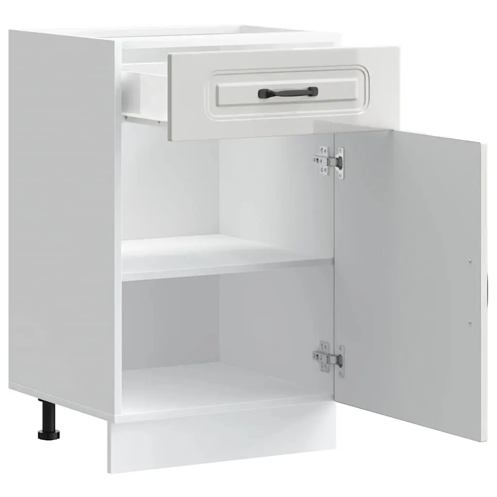Kitchen Base Cabinet White High Gloss Storage Cupboard Engineered Wood