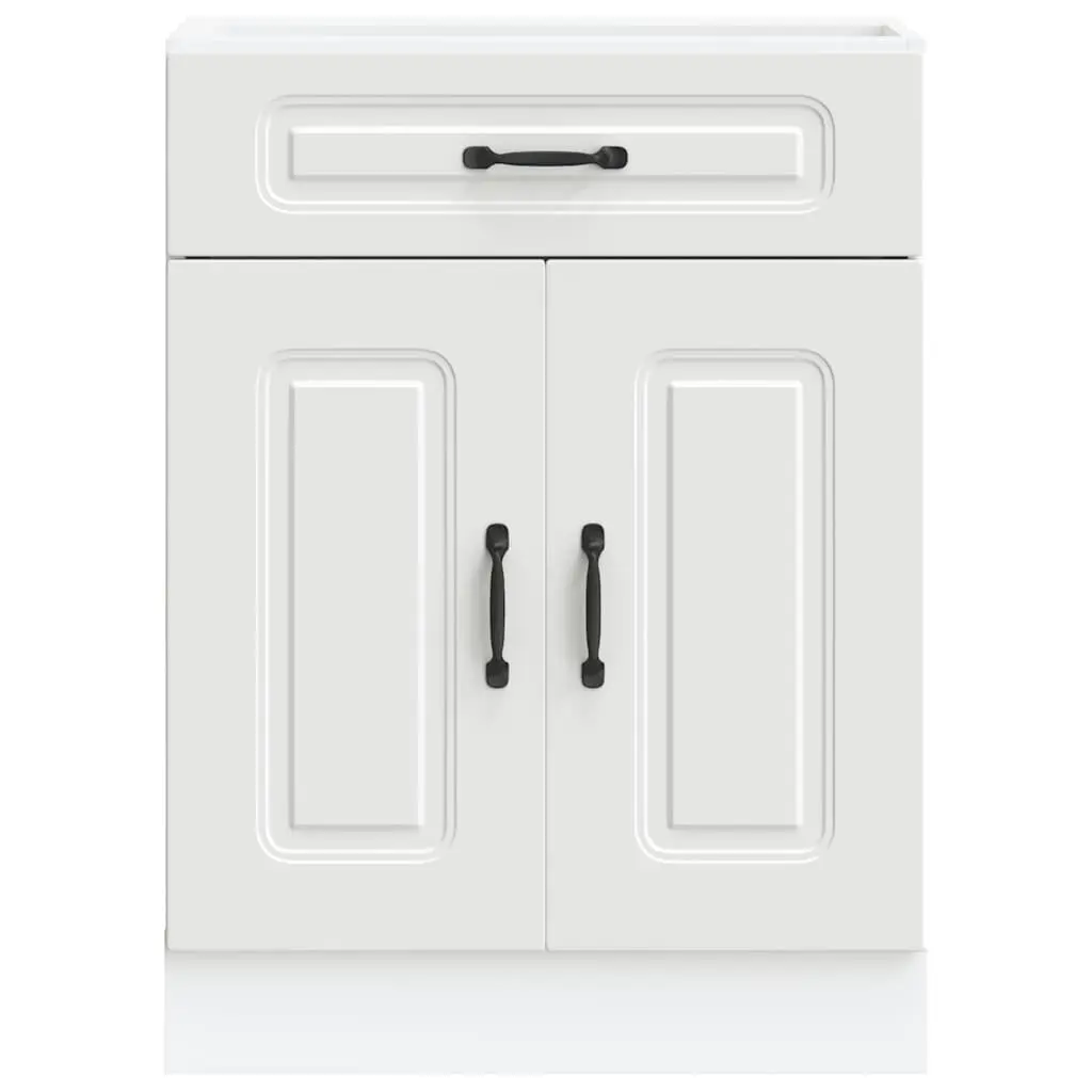 Kitchen Base Cabinet White Engineered Wood Storage Cupboard Adjustable Feet
