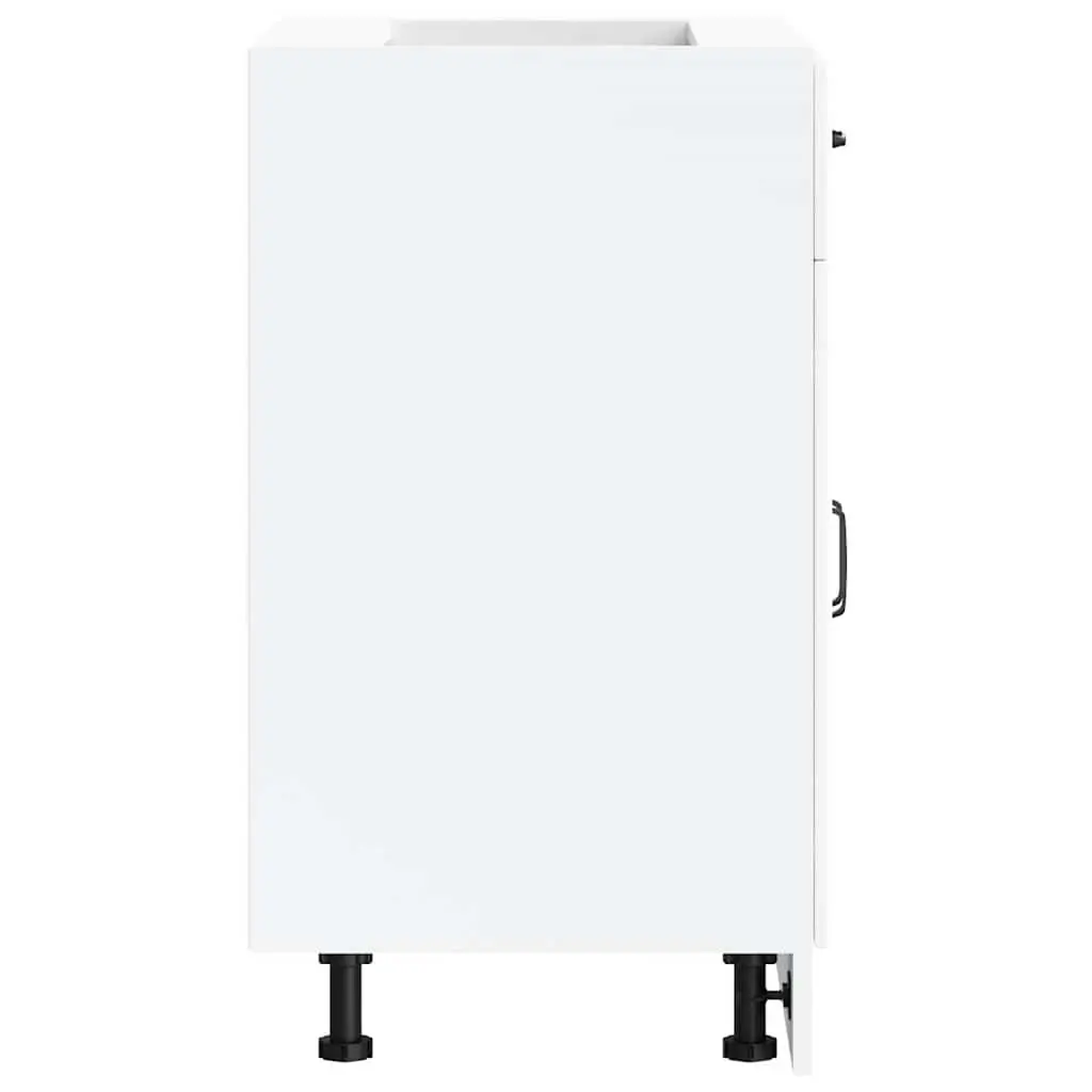Kitchen Base Cabinet White Engineered Wood Storage Cupboard Adjustable Feet