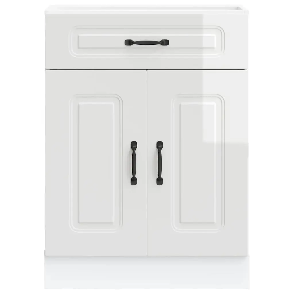 Kitchen Base Cabinet White High Gloss Engineered Wood Storage Cupboard Door