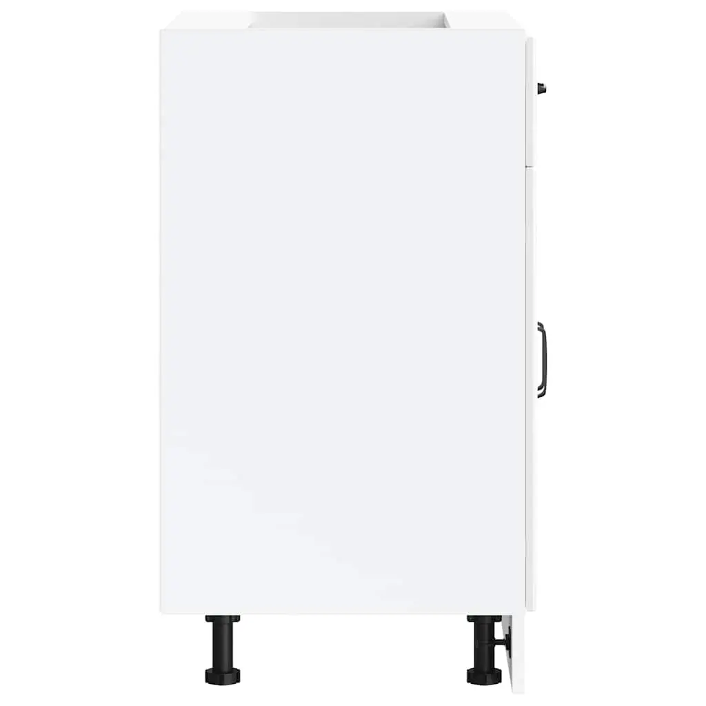 Kitchen Base Cabinet White High Gloss Engineered Wood Storage Cupboard Door