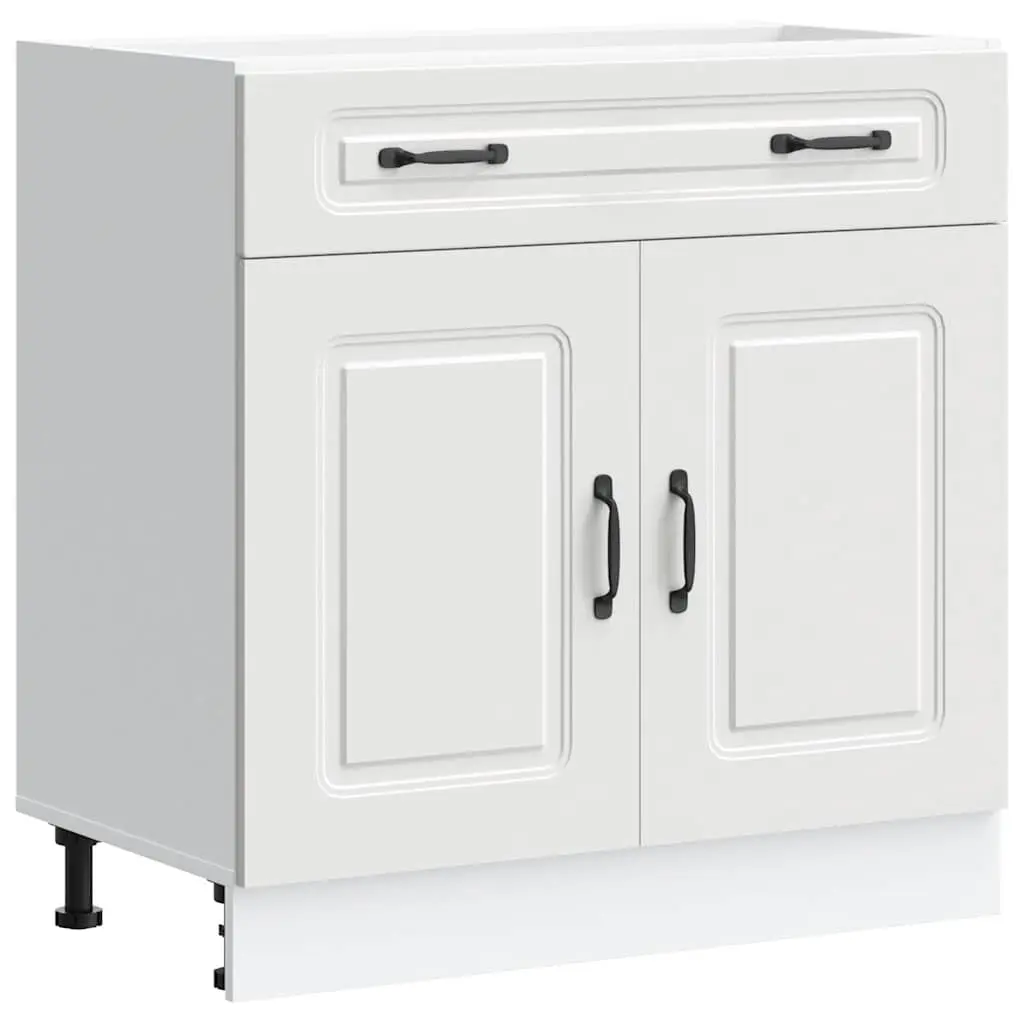 Kitchen Base Cabinet White Storage Cupboard Engineered Wood Adjustable Feet