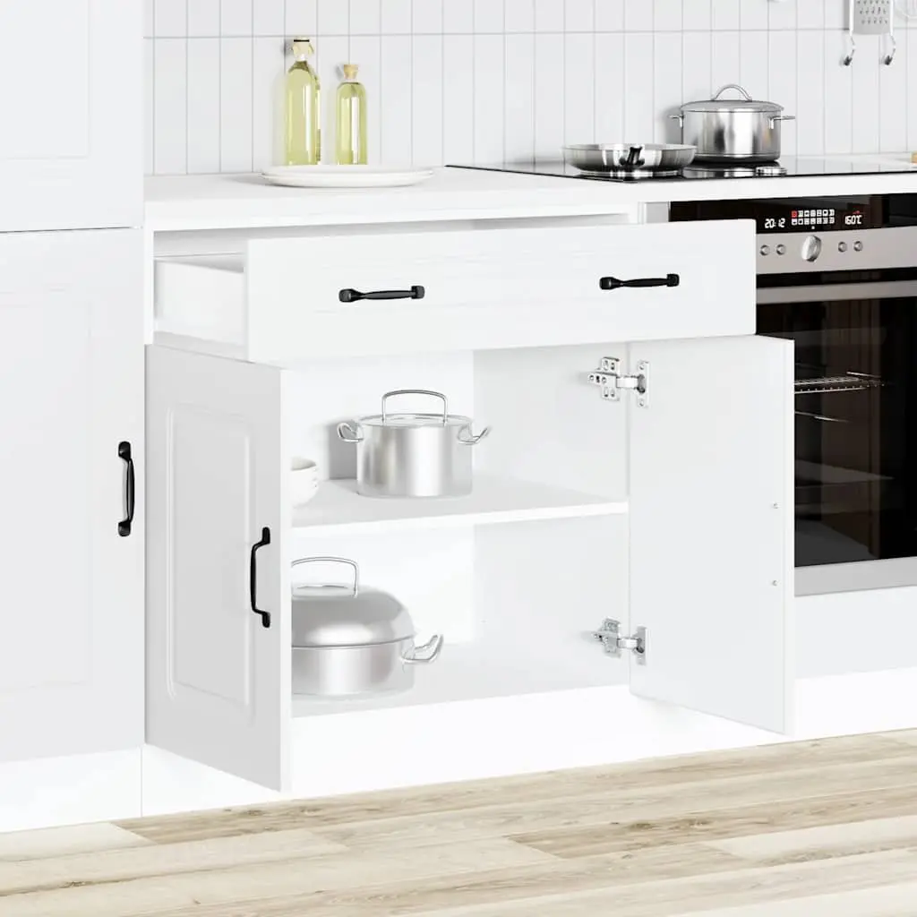 Kitchen Base Cabinet White Storage Cupboard Engineered Wood Adjustable Feet