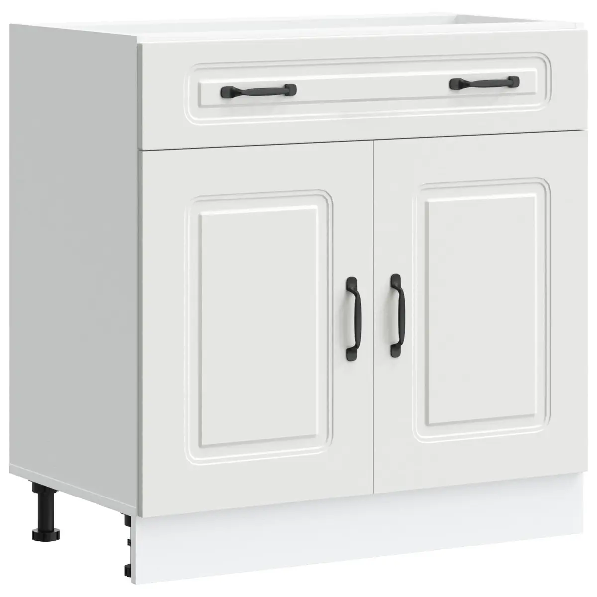 Kitchen Base Cabinet White Storage Cupboard Engineered Wood Adjustable Feet