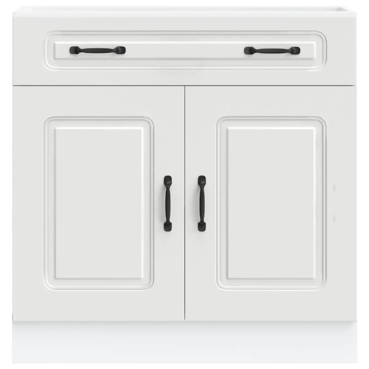 Kitchen Base Cabinet White Storage Cupboard Engineered Wood Adjustable Feet