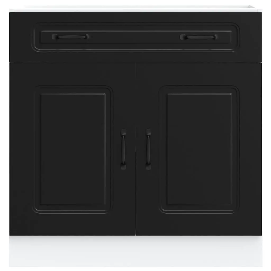 Black Kitchen Cabinet Engineered Wood Base Cupboard with Adjustable Feet for Organizing Kitchen Storage