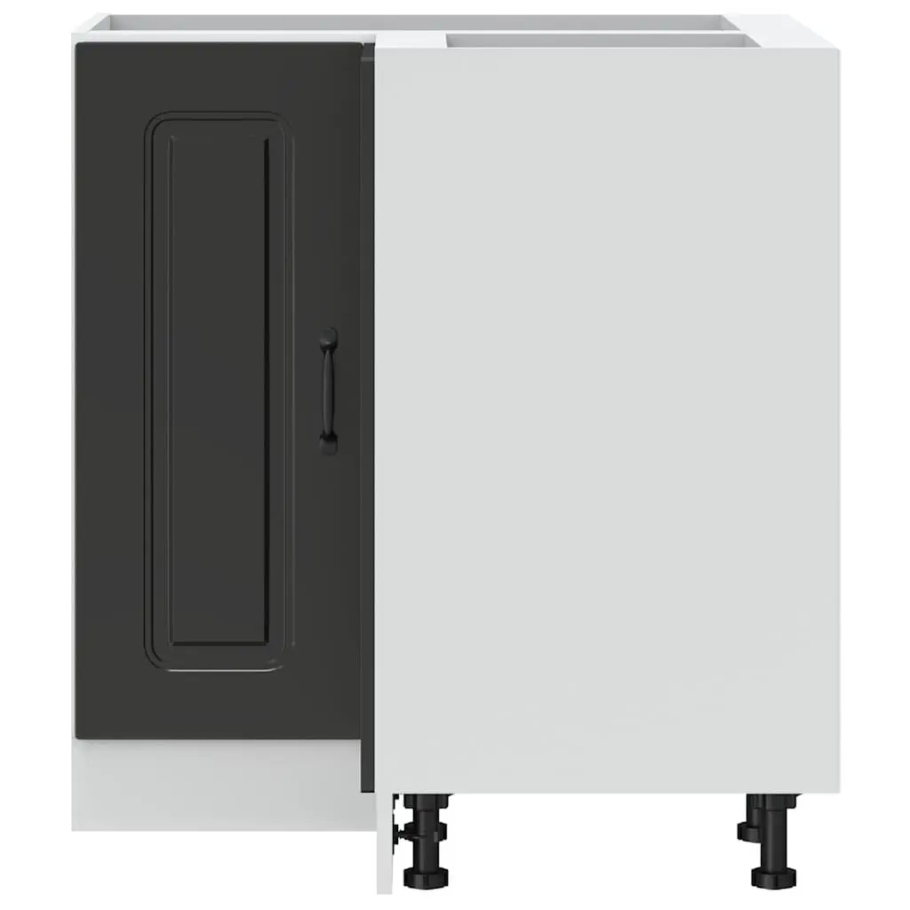 Kitchen Corner Base Cabinet Black Engineered Wood Storage Cupboard Furniture