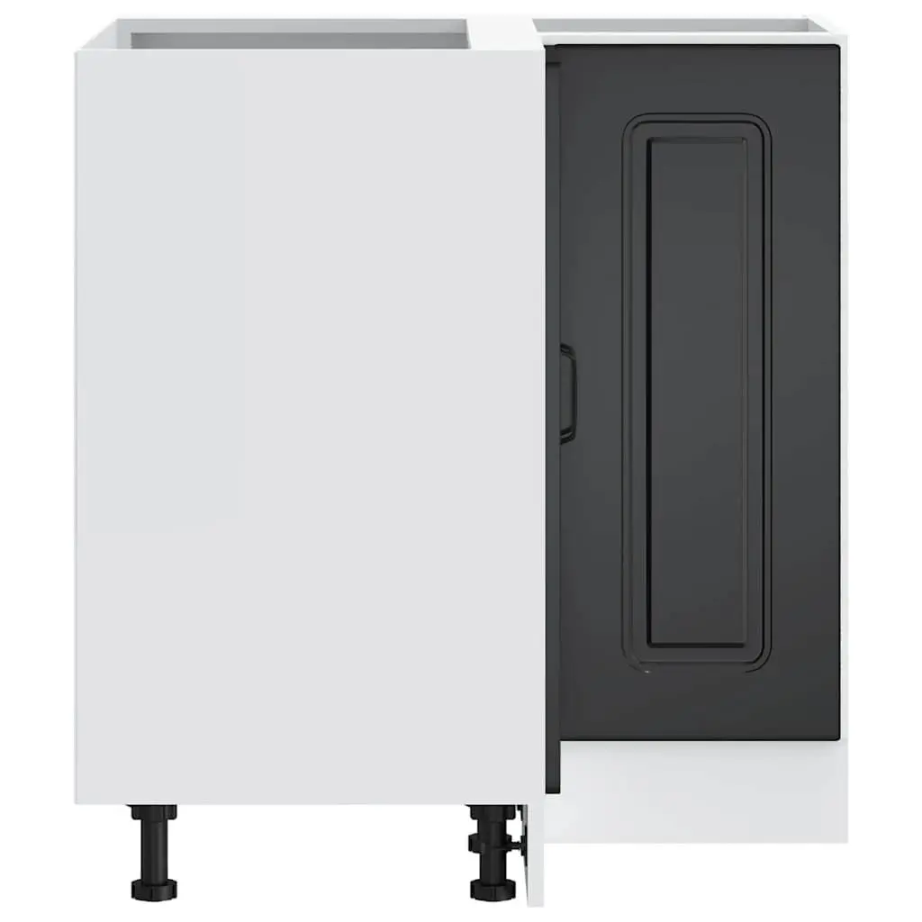 Kitchen Corner Base Cabinet Black Engineered Wood Storage Cupboard Furniture