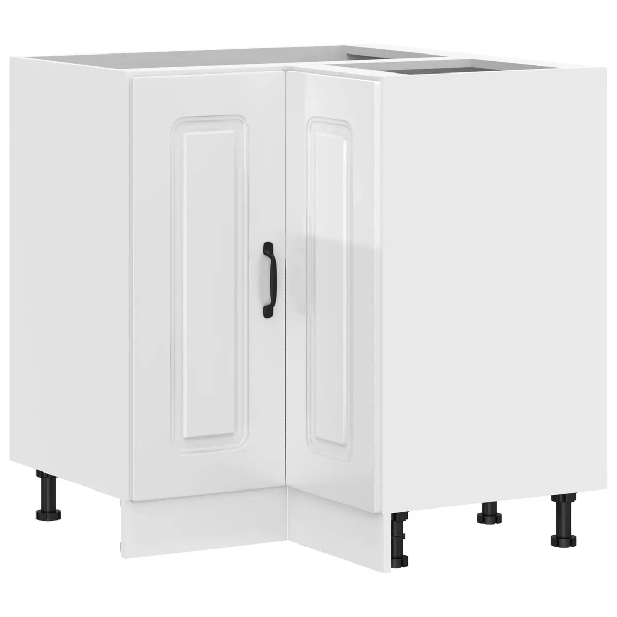 Kitchen Corner Base Cabinet Engineered Wood White High Gloss