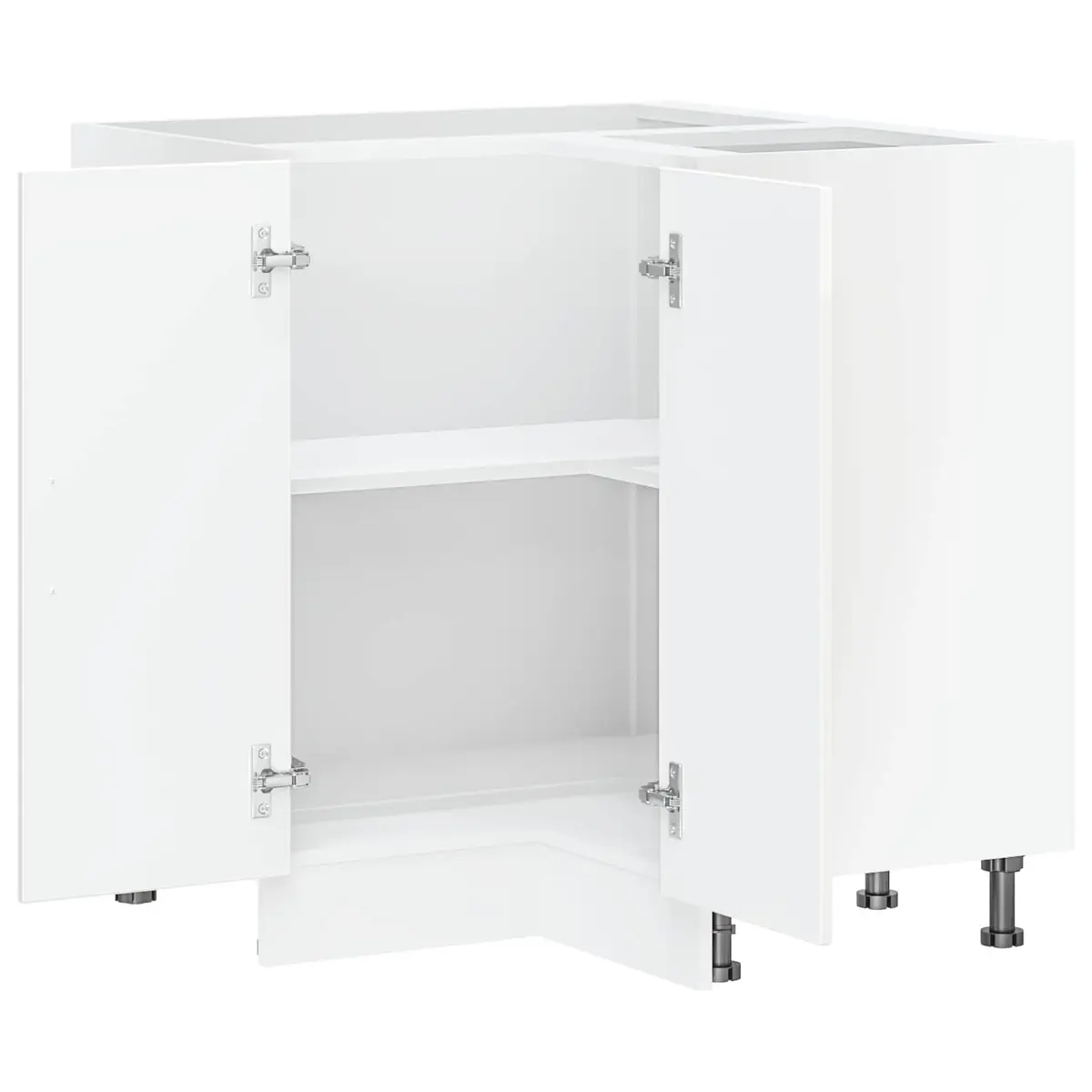 Kitchen Corner Base Cabinet Engineered Wood White High Gloss